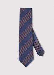 PAKO LORENTE - Granatowy krawat męski w skośne pasy. Niebieskie krawaty i muchy Pako Lorente, bez wzorów, z poliesteru. Za 99.99 zł.