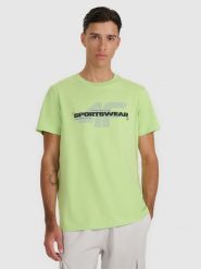 4F T-shirt regular z nadrukiem męski - zielony XXL. Zielone t-shirty 4F, m, bez wzorów, z bawełny, bez kołnierzyka, bez ramiączek. Za 59.99 zł.