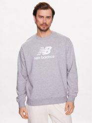 New Balance Bluza MT31538 Szary Relaxed Fit. Szare bluzy New Balance, m, bez wzorów, z bawełny, bez kaptura. Za 179.99 zł.
