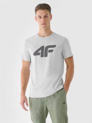4F T-shirt regular z nadrukiem męski - szary XXL. Szare t-shirty 4F, m, bez wzorów, z bawełny, bez kołnierzyka, bez ramiączek. Za 59.99 zł.