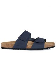 Geox Skórzane klapki "Ghita" w kolorze granatowym rozmiar: 45. Niebieskie klapki Geox. Za 195.95 zł.