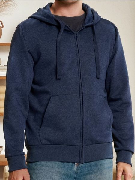 Rozpinana bluza z kapturem i kieszeniami - granatowy. Niebieskie bluzy z kapturem Sinsay, l, bez wzorów, z kapturem. Za 49.99 zł.