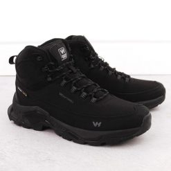 Wodoodporne buty trekkingowe męskie czarne Vanhorn 99302. Czarne trekkingi Vanhorn, bez wzorów, z materiału, bez zapięcia. Za 153.99 zł.