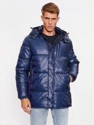 Guess Kurtka puchowa M3BL28 WFP50 Granatowy Regular Fit. Niebieskie kurtki Guess, m, z aplikacjami, z puchu, bez kaptura. Za 719.99 zł.