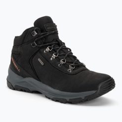 Buty Trekkingowe Męskie Merrell Erie Mid LTR Waterproof. Czarne buty turystyczne Merrell, bez wzorów, bez zapięcia, trekkingowe. Za 369.99 zł.