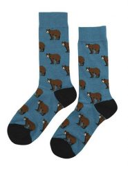 Happy Socks Skarpety "Bear" w kolorze niebiesko-brązowym rozmiar: 41-46. Brązowe skarpety Happy Socks, bez wzorów, prążkowane. Za 33.95 zł.