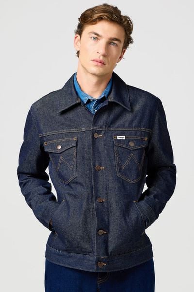 MESKA KURTKA WRANGLER REGULAR JACKET RINSED NIGHT 112362391. Kurtki Lee, xxl, bez wzorów, z jeansu, bez kaptura. Za 299.99 zł.