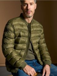 Kurtka bomber puffer - khaki. Brązowe kurtki Sinsay, l, bez wzorów, z jeansu, bez kaptura. Za 79.99 zł.