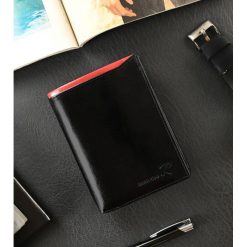 Portfel męski czarny z czerwoną wstawką Ronaldo D1072-VT BLACK-RED. Czarne portfele RONALDO, bez wzorów, ze skóry. Za 65.99 zł.