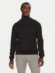 Tommy Hilfiger Golf MW0MW36526 Czarny Regular Fit. Czarne golfy Tommy Hilfiger, l, bez wzorów, z bawełny, bez kołnierzyka, bez ramiączek. Za 309.99 zł.