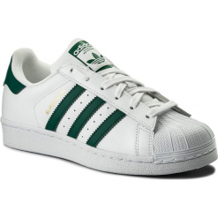 Buty adidas - Superstar CM8081 Ftwwht/Cgreen/Ftwwht. Białe buty sportowe casual marki Adidas, w paski, z gumy. W wyprzedaży za 269.00 zł.