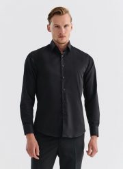 PAKO LORENTE – Koszula męska P000B-1X-002-C-S. Czarne koszule Pako Lorente, m, bez wzorów, z bawełny, bez kołnierzyka, bez ramiączek. Za 359.99 zł.