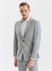 PAKO LORENTE – Szara wełniana marynarka garniturowa w kratę. Szare garnitury Pako Lorente, na komunię, bez wzorów, z wełny. Za 849.99 zł.