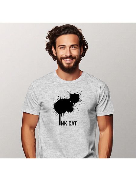 WOOOP Koszulka "Ink cat" w kolorze szarym rozmiar: M. Szare bezrękawniki Wooop, m, bez wzorów, z bawełny, bez kołnierzyka, bez ramiączek. Za 78.84 zł.