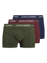 Jack & Jones Bokserki (3 pary) "Teo" w kolorze bordowym, oliwkowym i granatowym rozmiar: L. Brązowe bokserki Jack & Jones, l, bez wzorów. Za 66.31 zł.