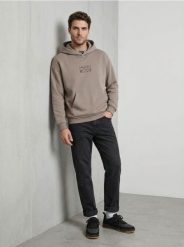 Bluza hoodie comfort z haftem - beżowy. Brązowe bluzy bez kaptura Sinsay, l, bez wzorów, bez kaptura. Za 49.99 zł.