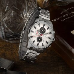 Zegarek męski na bransolecie duży solidny chronograf datownik srebrny Beltimore BT04. Szare zegarki srebrne. Za 149.99 zł.