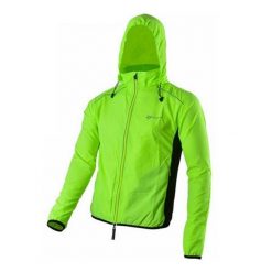 Kurtka wiatrówka rowerowa z kapturem w kolorze fluorescencyjnej zieleni ROCKBROS. Zielone kurtki ROCKBROS, l, bez wzorów, z materiału, z kapturem. Za 163.08 zł.