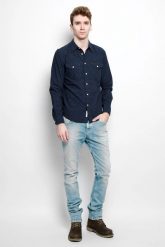 LEE WORKER SHIRT MĘSKA KOSZULA DŁUGI RĘKAW BRIGHT NAVY L866ZICF. Niebieskie koszule Lee, l, bez wzorów, bez kołnierzyka, bez ramiączek. W wyprzedaży za 79.99 zł.