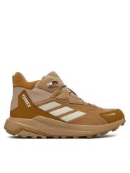 Adidas Trekkingi Terrex Anylander Leather Mid Climaproof Hiking Shoes KH8876 Brązowy jasny. Brązowe botki sznurowane Adidas, bez wzorów, ze skóry, bez obcasa, bez zapięcia. Za 479.99 zł.