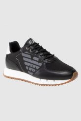 EA7 Czarne sneakersy z białą podeszwą, Rozmiar 45 1/3. Czarne buty sportowe casual EA7 Emporio Armani, bez wzorów, bez zapięcia. W wyprzedaży za 499.99 zł.