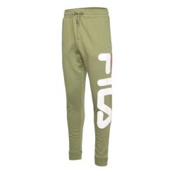 Spodnie sportowe męskie Fila Bronte. Zielone spodnie materiałowe Fila, na co dzień, l, bez wzorów, z bawełny, casualowe. W wyprzedaży za 95.00 zł.