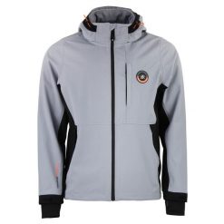 Kurtka softshell z siateczką Peak Mountain Cafe. Czarne kurtki Peak Mountain, m, z aplikacjami, z elastanu, bez kaptura. Za 324.50 zł.