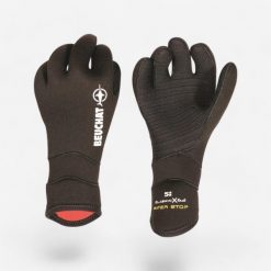 Rękawiczki do łowiectwa podwodnego Beuchat Sirocco Elite z neoprenu 5 mm. Brązowe rękawiczki BEUCHAT, bez wzorów, z materiału. Za 119.99 zł.