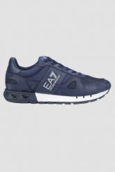EA7 Granatowe sneakersy. Niebieskie buty sportowe casual EA7 Emporio Armani, bez wzorów, bez zapięcia. W wyprzedaży za 814.99 zł.