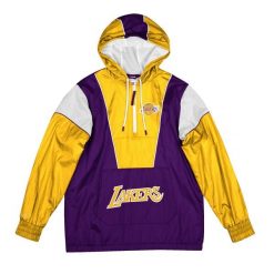 Kurtka z dresu Los Angeles Lakers. Fioletowe kurtki Mitchell & Ness, bez wzorów, z dresówki, bez kaptura. Za 517.00 zł.