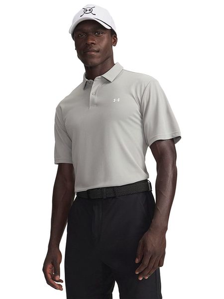 Under Armour Funkcyjna koszulka polo w kolorze szarym rozmiar: L. Szare koszulki polo Under Armour, bez wzorów, z materiału, bez ramiączek, outdoorowe. Za 124.95 zł.