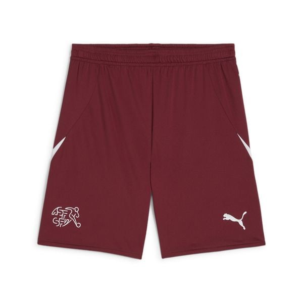Męska replika spodenek do piłki nożnej reprezentacji Szwajcarii PUMA. Czerwone szorty Puma, m, bez wzorów, sportowe. W wyprzedaży za 179.00 zł.