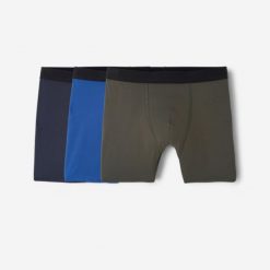 Second Life - Bokserki sportowe męskie, oddychające 3 sztuki. Niebieskie bokserki Decathlon, m, bez wzorów, z elastanu. Za 62.98 zł.