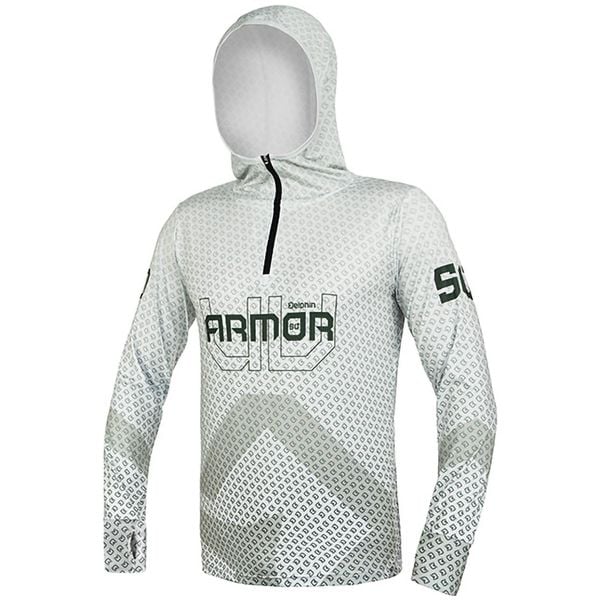 Bluza Męska Wędkarska Z Kapturem Delphin Ochrona Uv Armor 50+ Olive. Białe bluzy DELPHIN, m, bez wzorów, z kapturem. Za 136.99 zł.