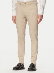 BOSS Spodnie materiałowe P-Kaiton1 50553841 Beżowy Slim Fit. Brązowe spodnie materiałowe Boss, m, bez wzorów, z bawełny. Za 699.99 zł.