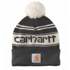 Czapka zimowa z pomponem Carhartt Knit Pom-Pom Cuffed Logo Beanie. Czerwone czapki zimowe Carhartt, bez wzorów. Za 97.99 zł.