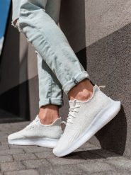 Buty męskie sneakersy - białe V3 - Rozmiar: 41. Białe buty sportowe casual Ombre Clothing, bez wzorów, z materiału, bez zapięcia. W wyprzedaży za 69.99 zł.