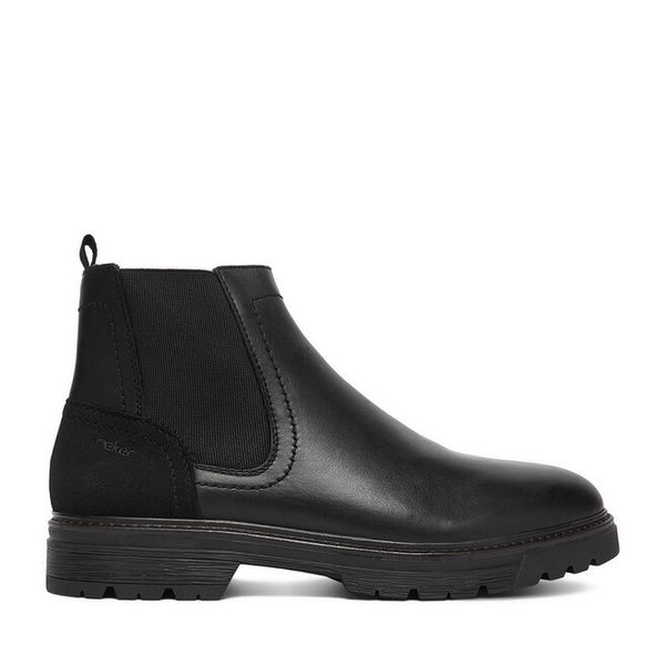 Botki Rieker. Czarne botki sznurowane Rieker, bez wzorów, bez obcasa, bez zapięcia. Za 439.99 zł.