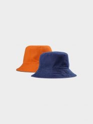 4F Kapelusz dwustronny bucket hat męski - granatowy/pomarańczowy M. Brązowe kapelusze 4F, bez wzorów, z bawełny, sportowe. W wyprzedaży za 29.99 zł.