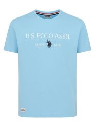 U.S. Polo Assn. Koszulka w kolorze błękitnym rozmiar: XL. Niebieskie koszulki polo U.S. Polo Assn., s, bez wzorów, z bawełny, bez kołnierzyka, bez ramiączek. Za 100.52 zł.