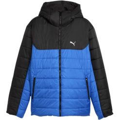 Kurtka męska PUMA ESS Hooded Padded niebiesko-czarna 685211 13. Czarne kurtki Puma, m, bez wzorów, z materiału, bez kaptura. Za 284.99 zł.