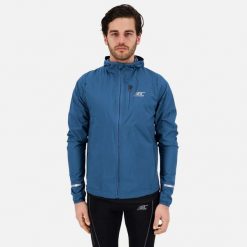 Kurtka przeciwwiatrowa wodoodporna Męska Bieganie MID-ULTRA WINDBREAKER. Niebieskie kurtki BODYCROSS, na zimę, m, bez wzorów, bez kaptura. Za 640.99 zł.