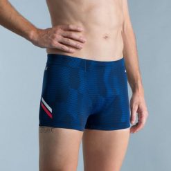 Bokserki pływackie męskie Nabaiji Fiti. Niebieskie odzież kąpielowa NABAIJI, m, bez wzorów, z elastanu, sportowe. Za 69.99 zł.
