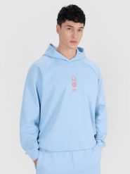 4F Bluza dresowa nierozpinana z kapturem męska - niebieska M. Niebieskie bluzy z kapturem 4F, m, bez wzorów, z bawełny, z kapturem. W wyprzedaży za 99.99 zł.