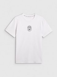 4F T-shirt regular z nadrukiem męski - biały XXL. Białe t-shirty 4F, m, bez wzorów, z bawełny, bez kołnierzyka, bez ramiączek. Za 59.99 zł.
