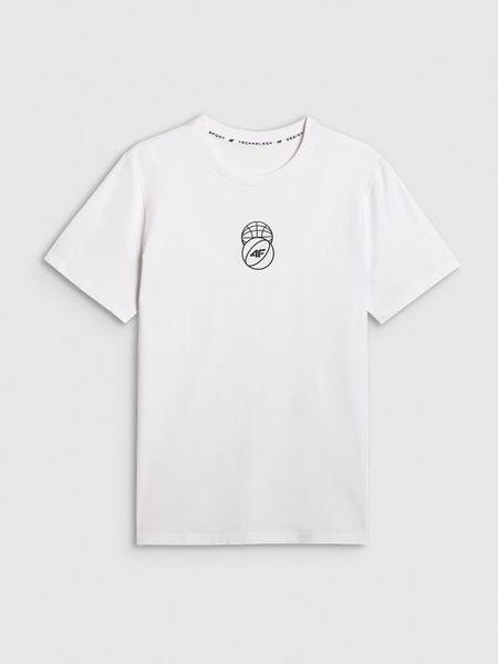4F T-shirt regular z nadrukiem męski - biały XXL. Białe t-shirty 4F, m, bez wzorów, z bawełny, bez kołnierzyka, bez ramiączek. Za 59.99 zł.