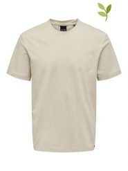 ONLY & SONS Koszulka "Max" w kolorze beżowym rozmiar: XL. Brązowe bezrękawniki Only & Sons, xl, bez wzorów, z bawełny, bez kołnierzyka, bez ramiączek. Za 37.45 zł.