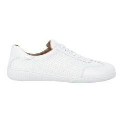 Olivier Półbuty męskie barefoot skórzane minimalistyczne model 0742WK tłoczone białe. Białe eleganckie półbuty bez wzorów, ze skóry, bez obcasa, bez zapięcia. Za 484.00 zł.