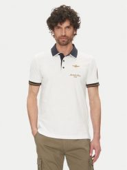 Aeronautica Militare Polo 251PO1859P191 Biały Regular Fit. Białe koszulki polo Aeronautica Militare, l, bez wzorów, z bawełny, bez kołnierzyka, bez ramiączek. Za 269.99 zł.