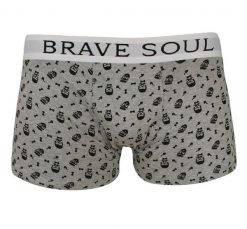 Męskie Bokserki Brave Soul, Hipsterski Wzór, Brodacz, Fajka, Obcisłe. Szare bokserki Brave Soul, m, bez wzorów, z bawełny. Za 23.00 zł.